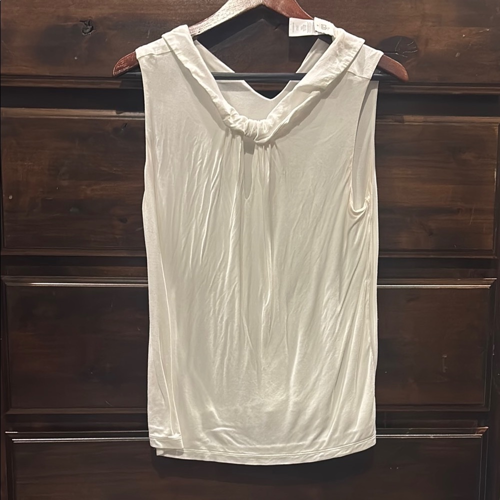 CAbi Elegant Cream Sleeveless Blouse